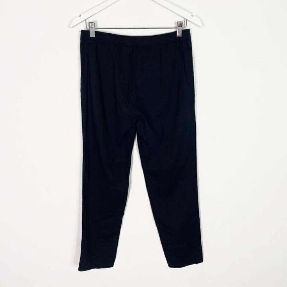 Theory Termin Black Linen Blend Elastic Waist Pull On Pants - Picture 3 of 8